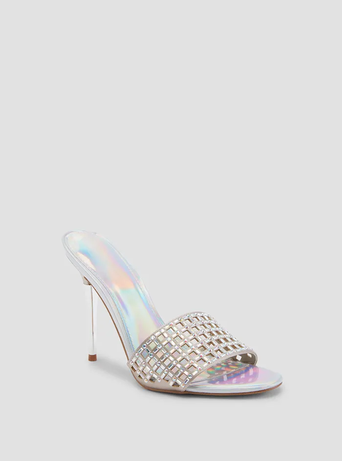 Women Heels GUESS Silver Mably Crystal High Heels