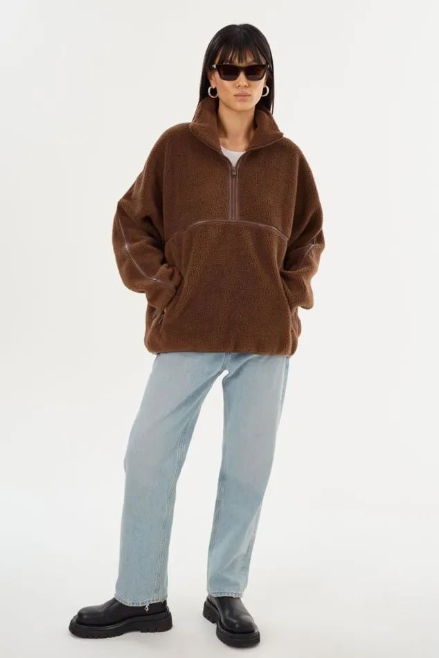 Women HELSA Polar Fleece Pullover Chestnut LAMARQUE Tops Women HELSA Polar Fleece Pullover Chestnut LAMARQUE Tops
