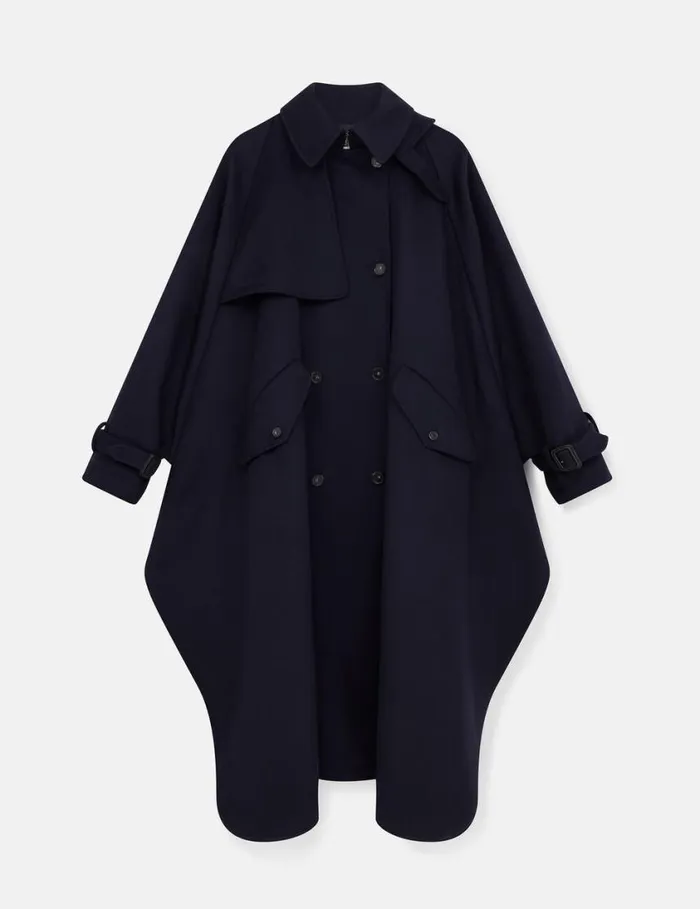 Women HighNeck ALine Trench Coat Ink Navy Stella McCartney Coats And Jackets