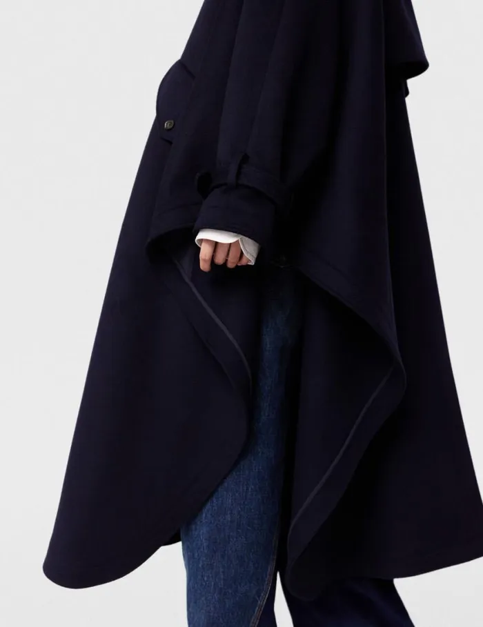 Women HighNeck ALine Trench Coat Ink Navy Stella McCartney Coats And Jackets