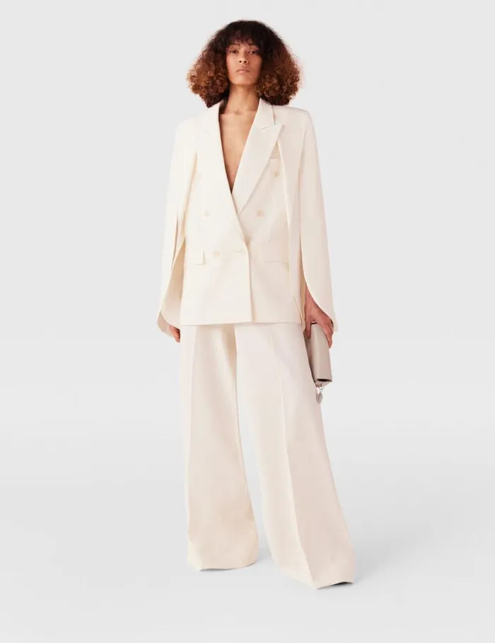 Women HighRise WideLeg Wool Pants Cream White Stella McCartney Pants And Shorts