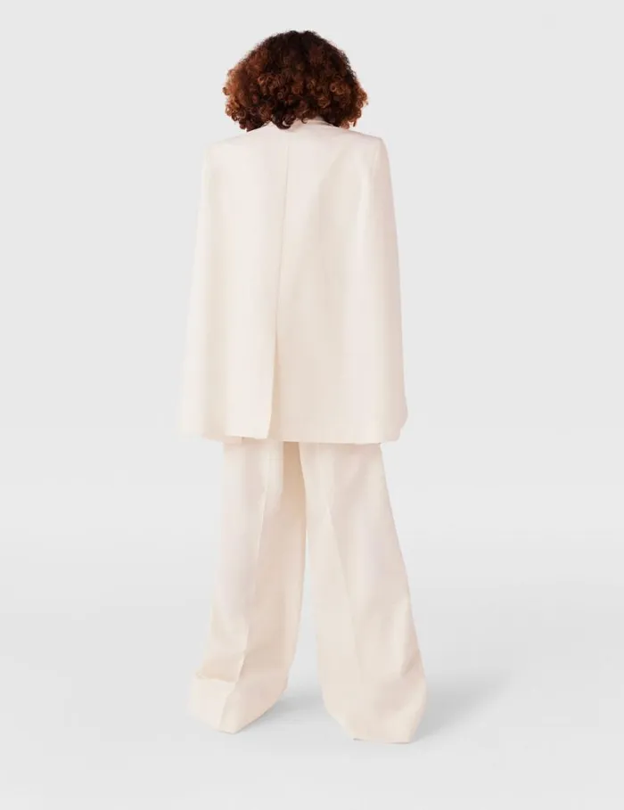 Women HighRise WideLeg Wool Pants Cream White Stella McCartney Pants And Shorts