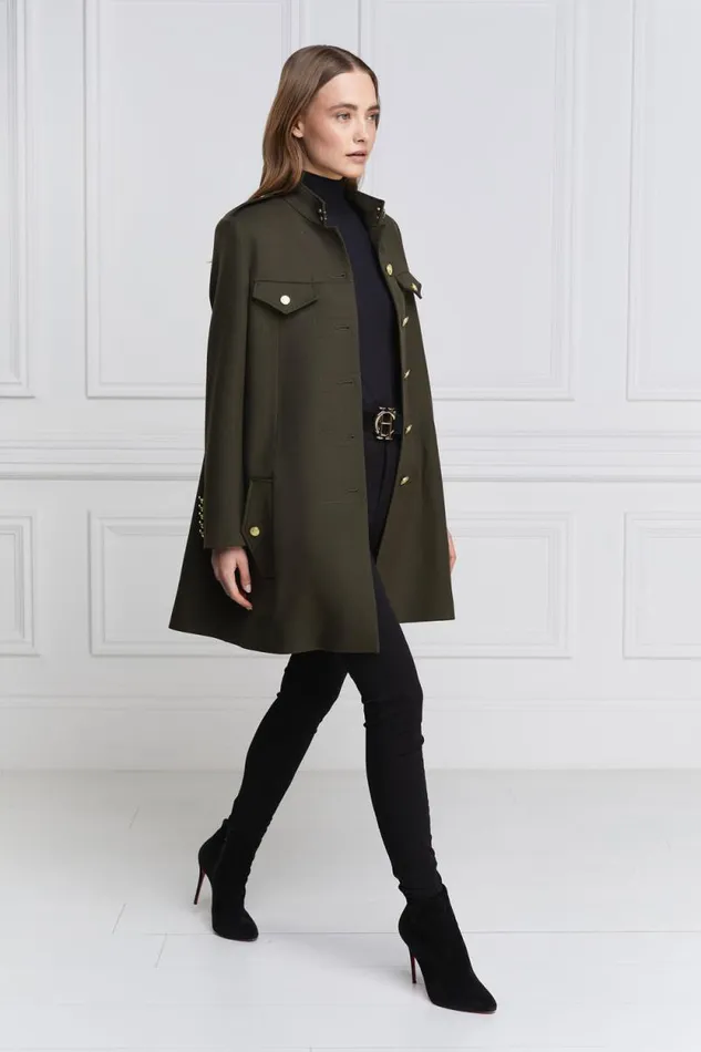 Women Highbury Cape Coat Khaki Barathea Holland Cooper Tailoring
