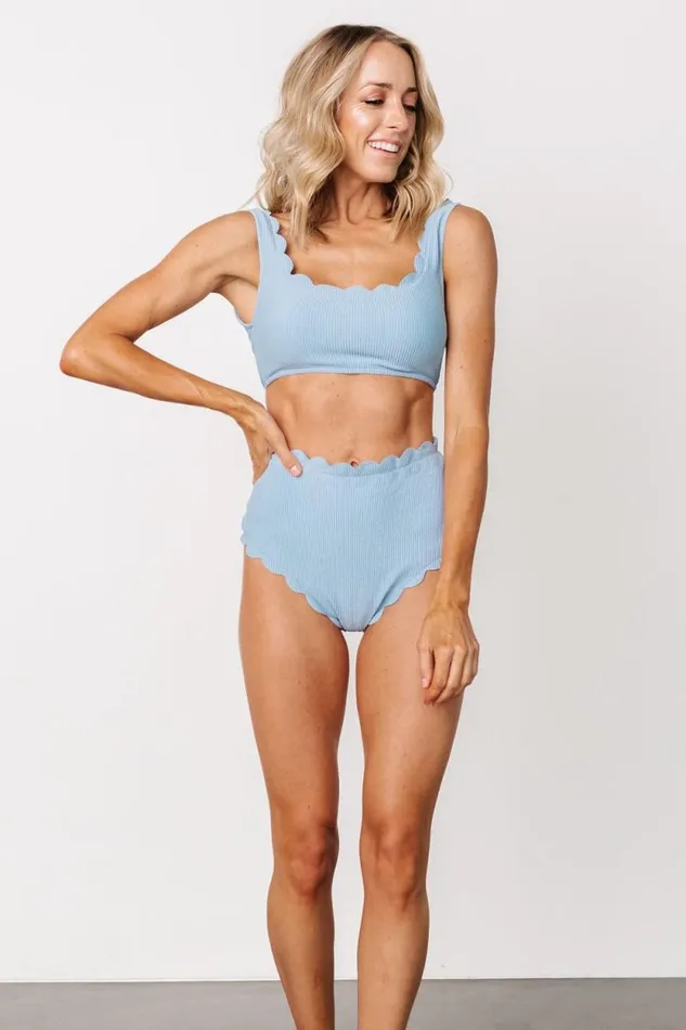 Women Honolulu Scalloped Bikini Top Dusty Blue Baltic Born Bikini
