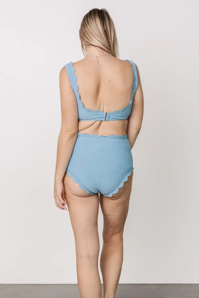 Women Honolulu Scalloped Bikini Top Dusty Blue Baltic Born Bikini