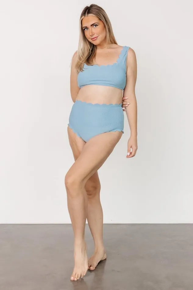 Women Honolulu Scalloped Bikini Top Dusty Blue Baltic Born Bikini
