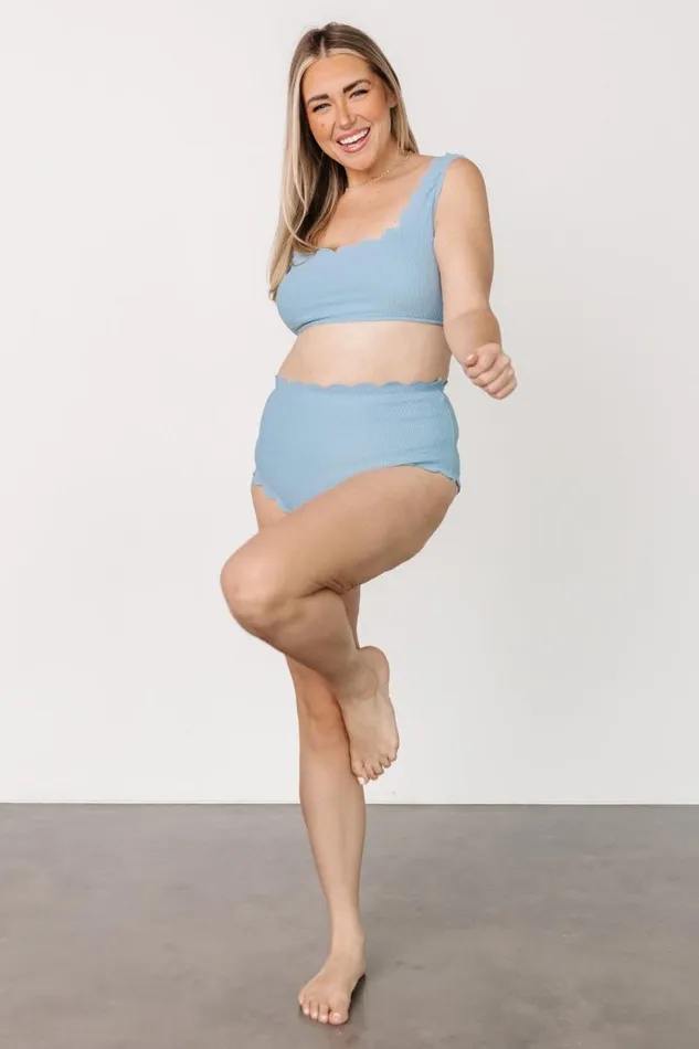 Women Honolulu Scalloped Bikini Top Dusty Blue Baltic Born Bikini