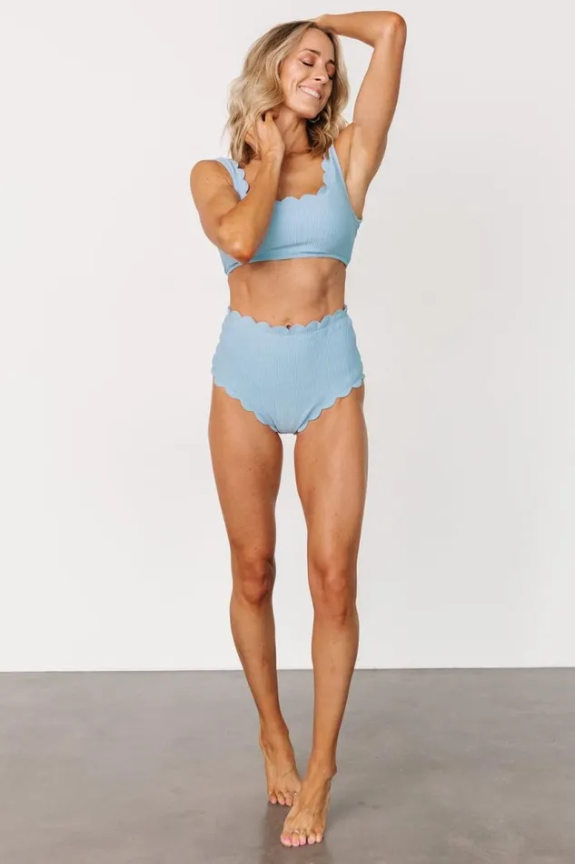 Women Honolulu Scalloped Bikini Top Dusty Blue Baltic Born Bikini