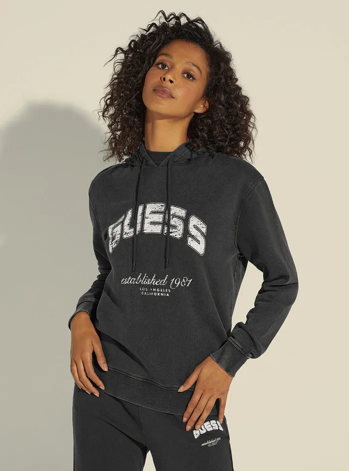 Women Hoodies GUESS Black Bryony Active Logo Hoodie Jumper