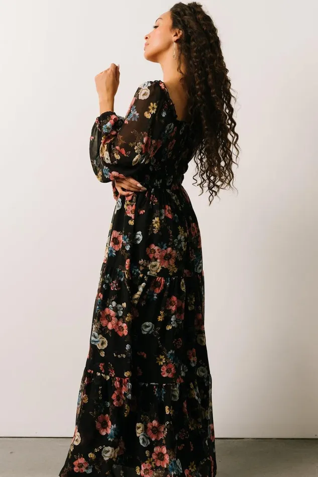 Women Isabela Smocked Maxi Dress Black Multi Floral Baltic Born Maxi Dresses Women Isabela Smocked Maxi Dress Black Multi Floral Baltic Born Maxi Dresses