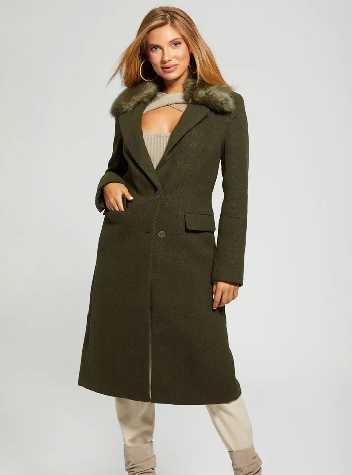 Women Jackets and Coats GUESS Green Multi Laurence Coat