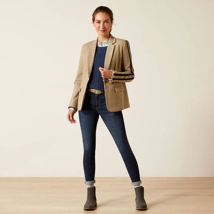 Women Jackets and Vests Ariat Dornie Blazer Camel Herringbone Women Jackets and Vests Ariat Dornie Blazer Camel Herringbone