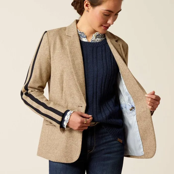Women Jackets and Vests Ariat Dornie Blazer Camel Herringbone Women Jackets and Vests Ariat Dornie Blazer Camel Herringbone