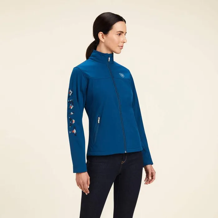 Women Jackets and Vests Ariat New Team Softshell Jacket Hydraandnight Sky Blanket