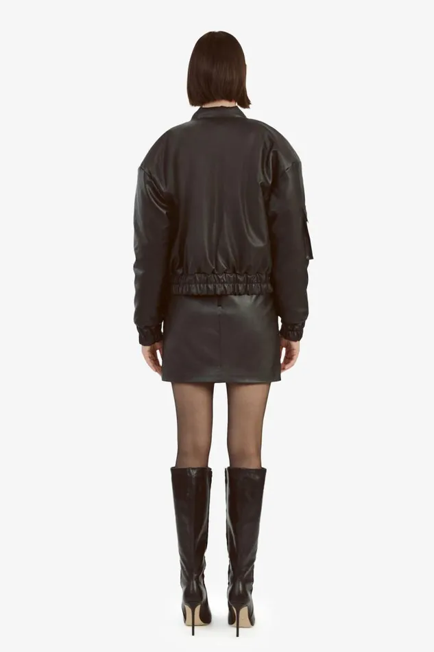 Women Jackets Bardot Vegan Leather Bomber Jacket In Black Black