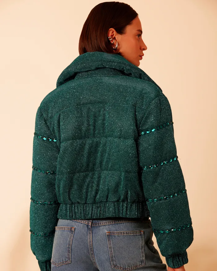 Women Jackets PatBO Stardust Beaded Bomber Azure Women Jackets PatBO Stardust Beaded Bomber Azure