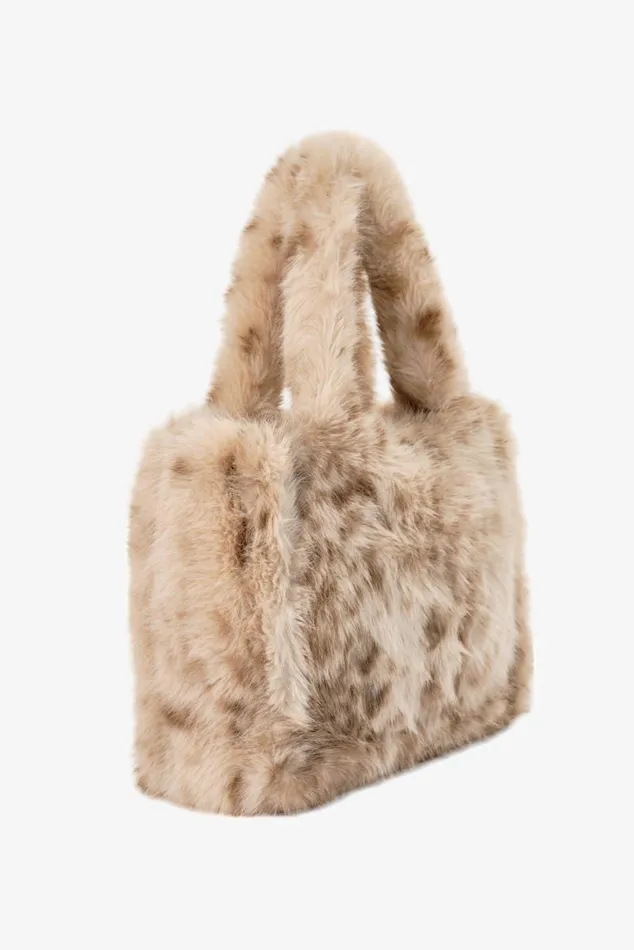 Women JADE LEO Faux Fur Tote Bag Beige Leopard LAMARQUE Bags Women JADE LEO Faux Fur Tote Bag Beige Leopard LAMARQUE Bags