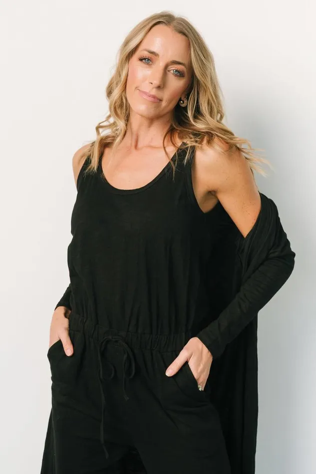 Women Janae Jumpsuit Cardigan Set Black Baltic Born Jumpsuits and Rompers
