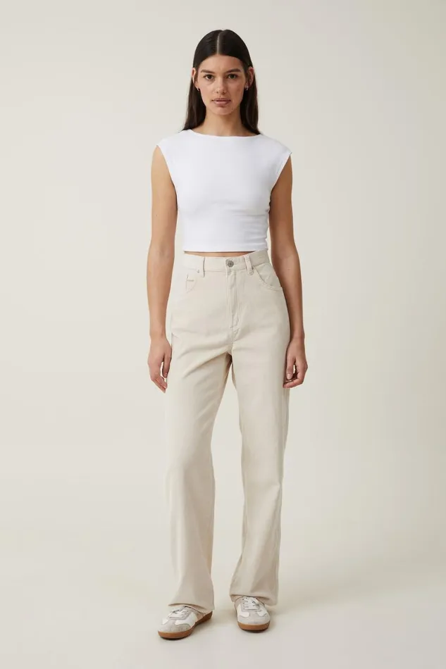 Women Jeans Cotton On Cord Straight Jean Porcelain