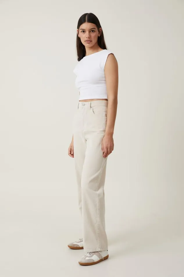 Women Jeans Cotton On Cord Straight Jean Porcelain