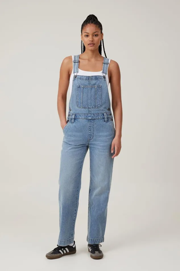 Women Jeans Cotton On Denim Overall Bells Blue