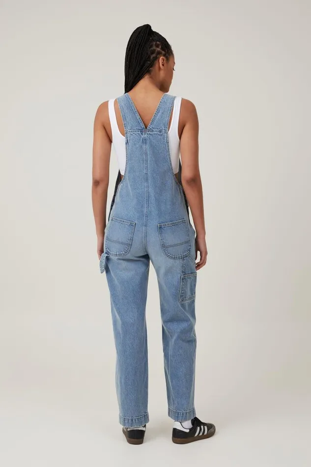 Women Jeans Cotton On Denim Overall Bells Blue