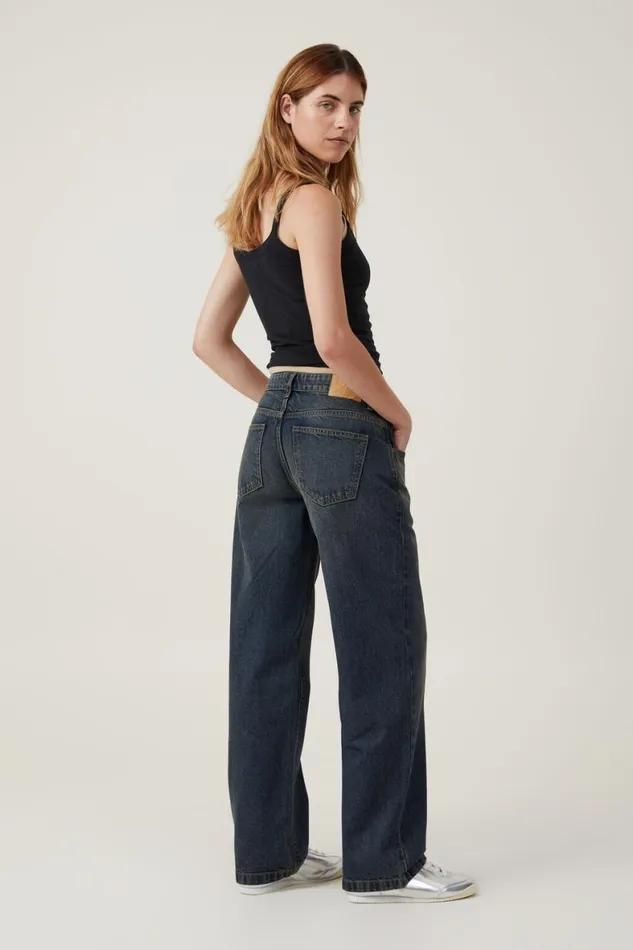 Women Jeans Cotton On Low Rise Straight Jean Rust Blue