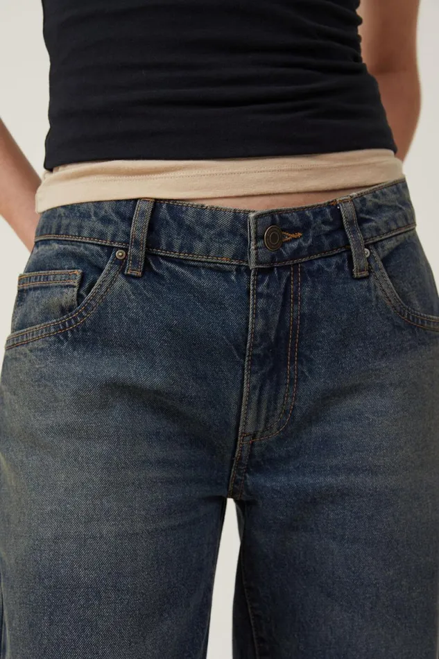 Women Jeans Cotton On Low Rise Straight Jean Rust Blue