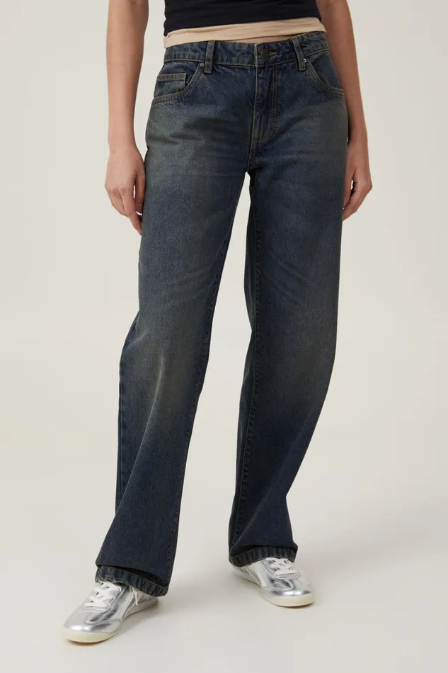 Women Jeans Cotton On Low Rise Straight Jean Rust Blue