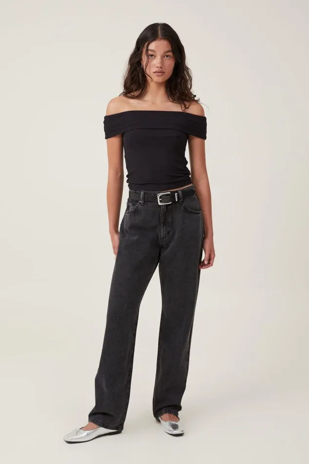 Women Jeans Cotton On Original Straight Jean Graphite Black