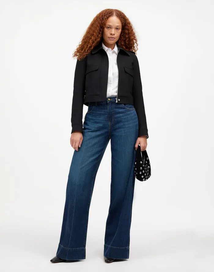 Women Jeans Madewell Curvy SuperwideLeg Jeans Softdrape Denim Edition Ellsworth Wash