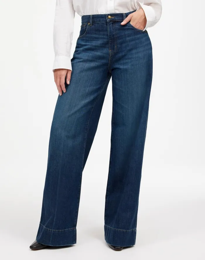 Women Jeans Madewell Curvy SuperwideLeg Jeans Softdrape Denim Edition Ellsworth Wash