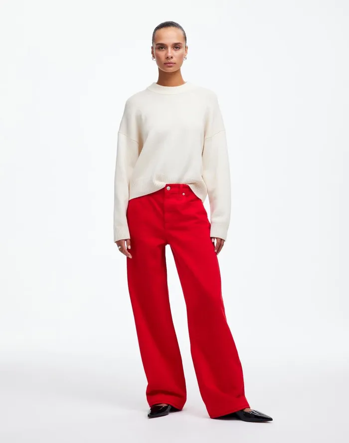 Women Jeans Madewell LowSlung Baggy Jeans Bright Cherry