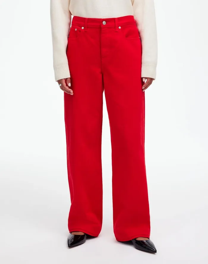 Women Jeans Madewell LowSlung Baggy Jeans Bright Cherry