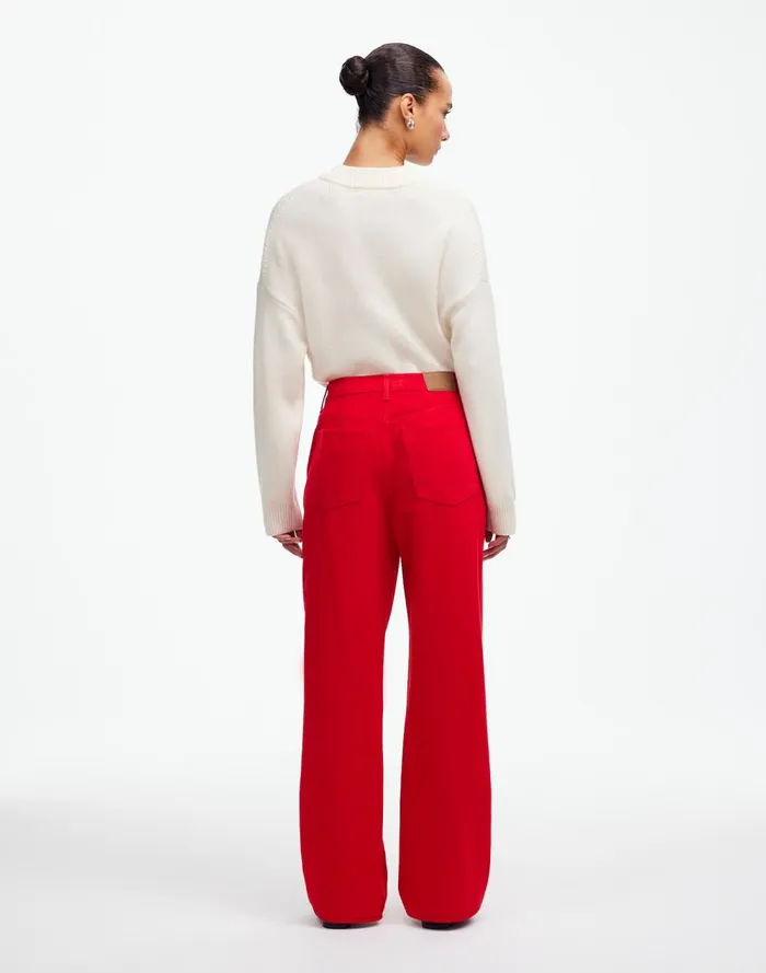 Women Jeans Madewell LowSlung Baggy Jeans Bright Cherry