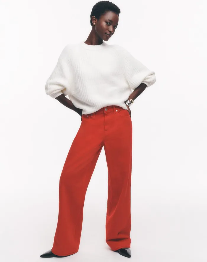 Women Jeans Madewell LowSlung Baggy Jeans Bright Cherry