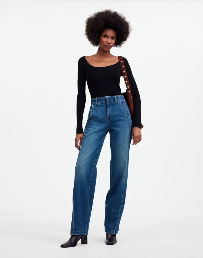 Women Jeans Madewell Tapered Denim Trousers Calvert Wash