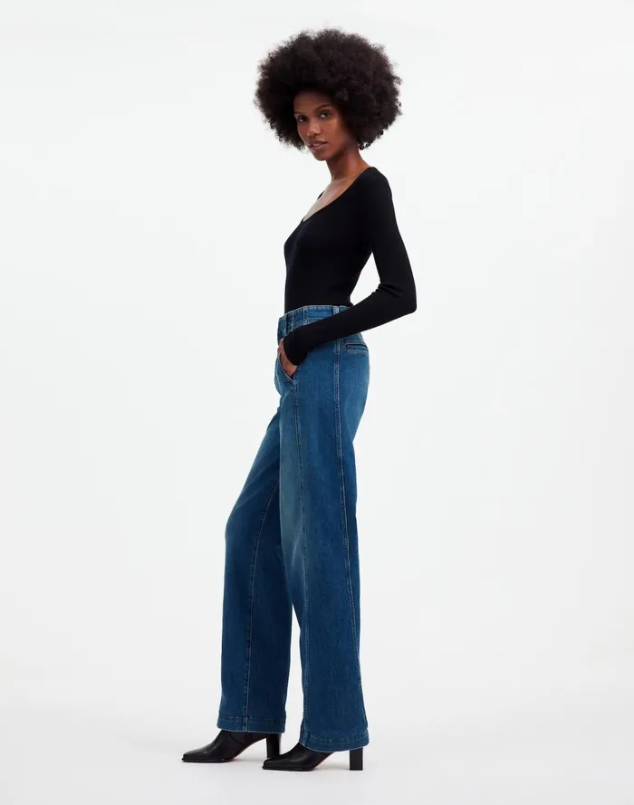 Women Jeans Madewell Tapered Denim Trousers Calvert Wash