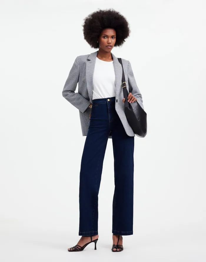 Women Jeans Madewell The Emmett WideLeg Jean Welt Pocket Edition Leffers Wash