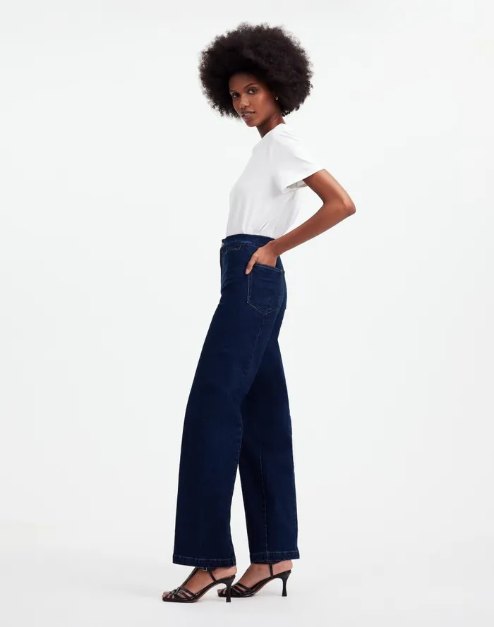Women Jeans Madewell The Emmett WideLeg Jean Welt Pocket Edition Leffers Wash