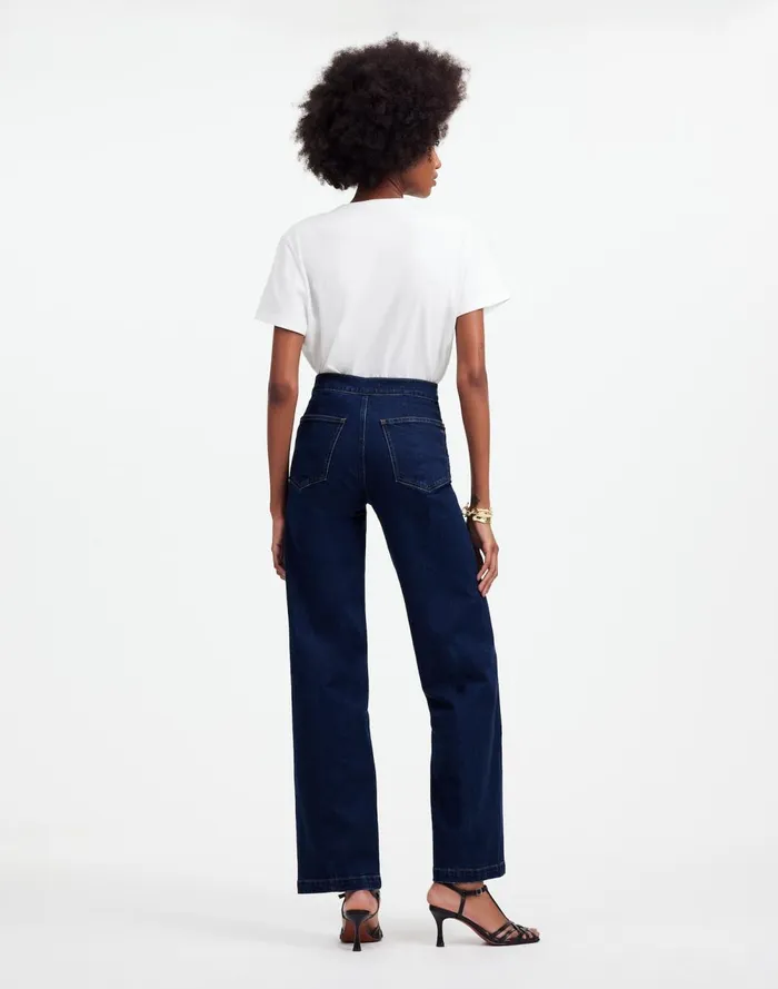Women Jeans Madewell The Emmett WideLeg Jean Welt Pocket Edition Leffers Wash