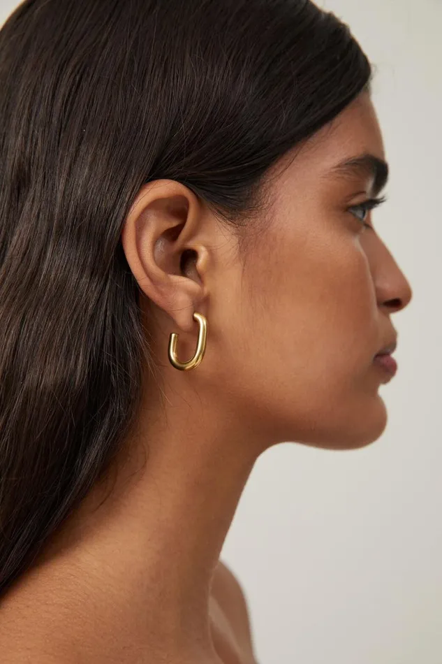 Women Jewelry Cotton On Waterproof Large Hoop Earring Gold Plated Paperclip