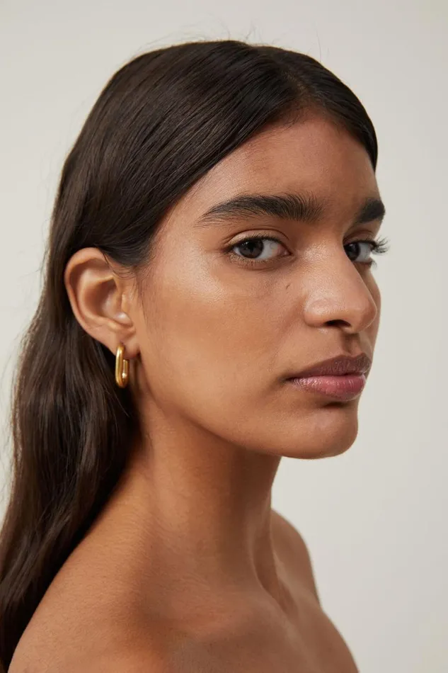 Women Jewelry Cotton On Waterproof Large Hoop Earring Gold Plated Paperclip