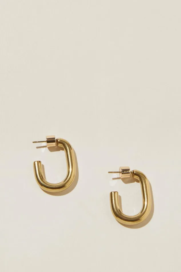 Women Jewelry Cotton On Waterproof Large Hoop Earring Gold Plated Paperclip