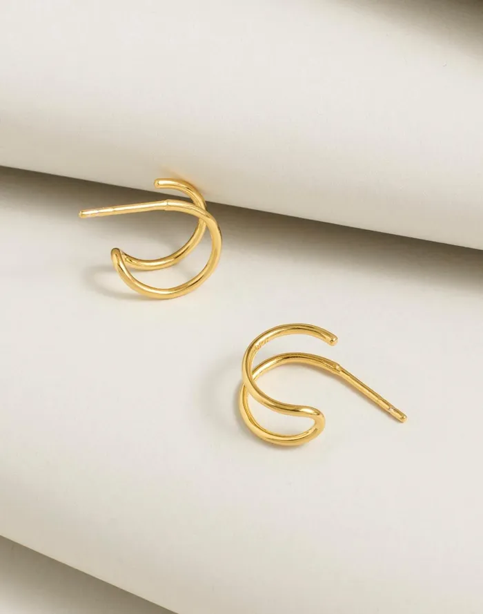 Women Jewelry Madewell DemiFine Double Hoop Earrings 14k Gold