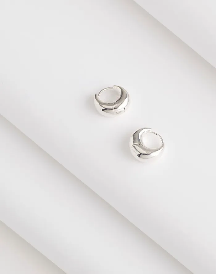 Women Jewelry Madewell DemiFine Puffy Hoop Earrings Sterling Silver