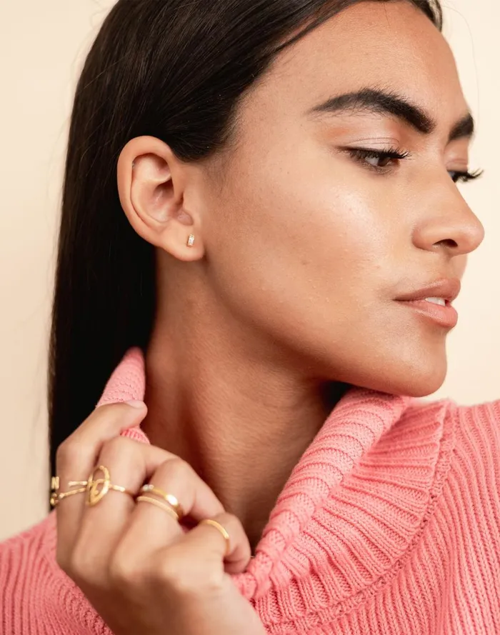 Women Jewelry Madewell Katie Dean Jewelry 18k GoldPlated Crystal Baguette Stud Earrings Gold
