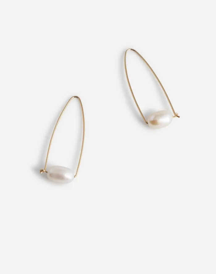 Women Jewelry Madewell Sara Patino Jewelry Large Floating Pearl Hoops Gold