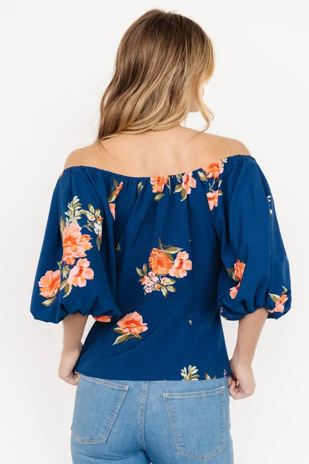 Women Julia Off Shoulder Top Blue Multi Baltic Born Blouses and Shirts