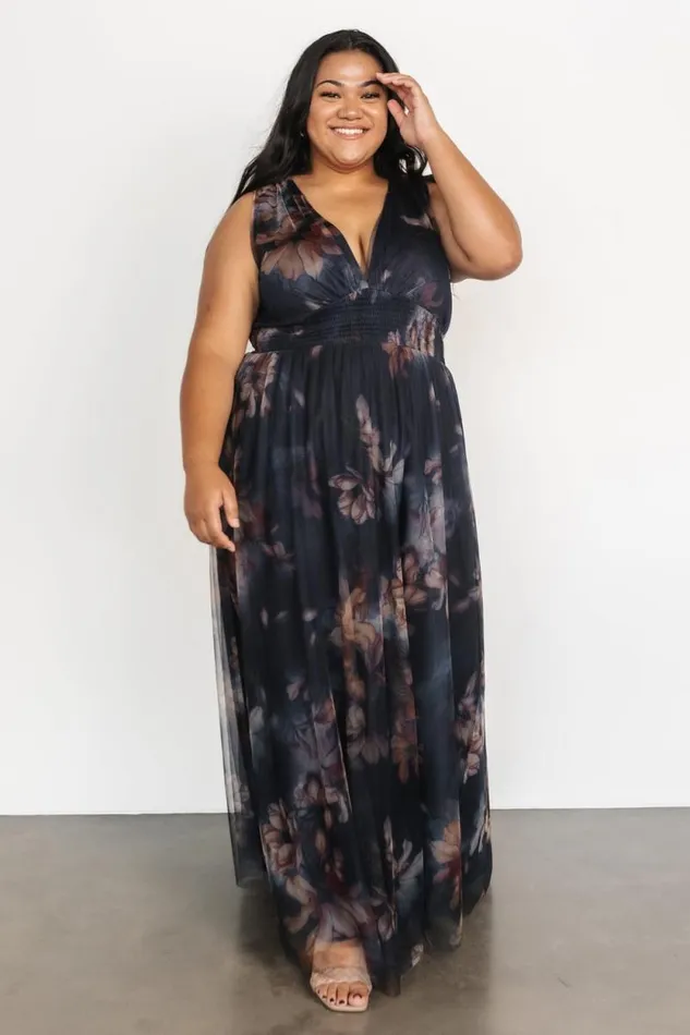 Women Kamila Tulle Maxi Dress Dark Blue Floral Baltic Born The Guest Edit Women Kamila Tulle Maxi Dress Dark Blue Floral Baltic Born The Guest Edit
